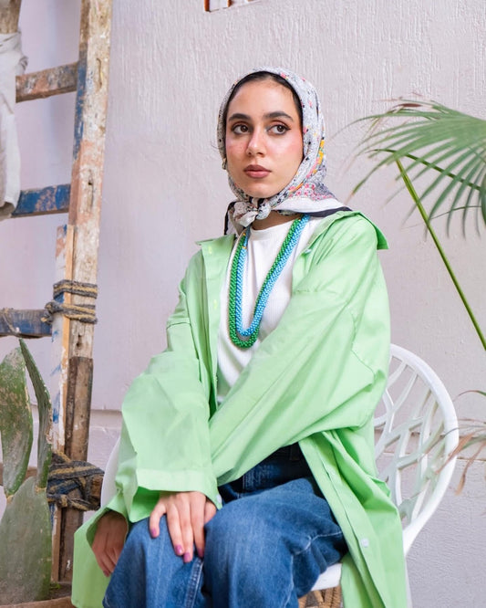 apple green over size shirt