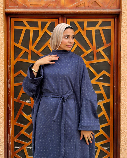 suede studs abaya (navy)