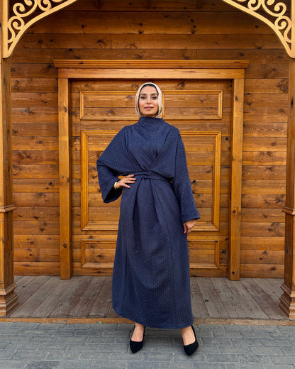 suede studs abaya (navy)