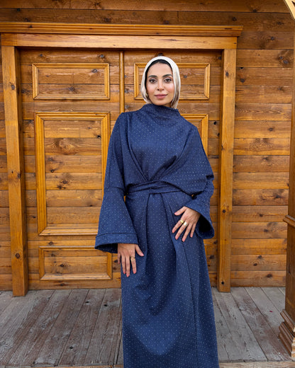 suede studs abaya (navy)