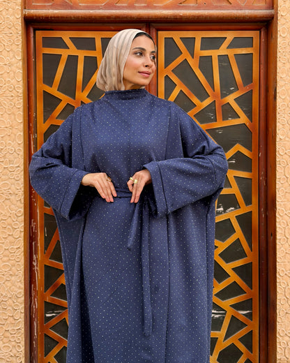 suede studs abaya (navy)