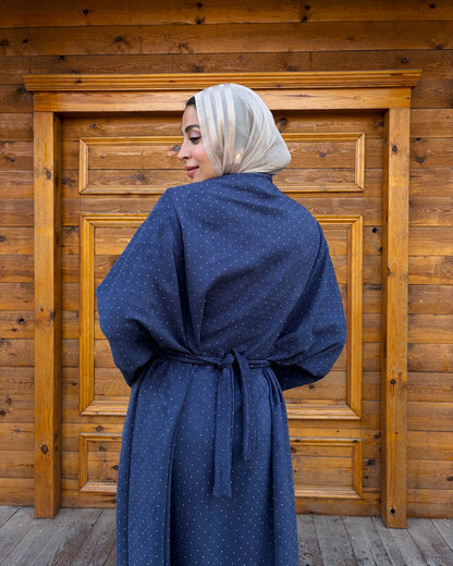 suede studs abaya (navy)