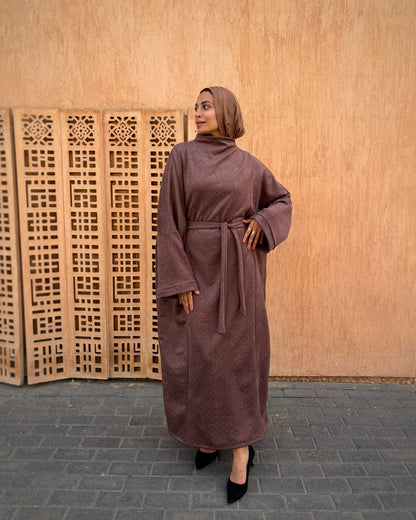 suede studs abaya (brown)