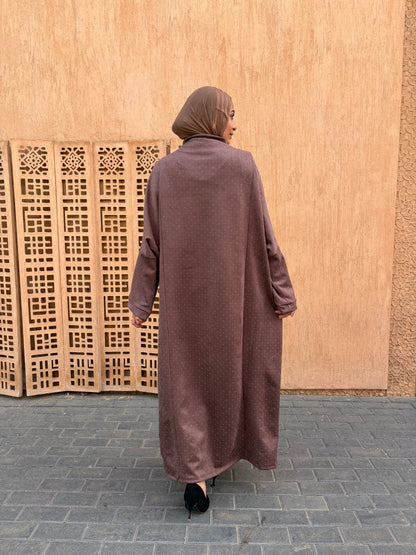 suede studs abaya (brown)