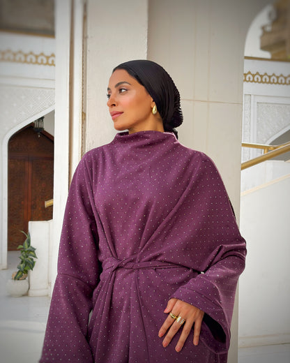 suede studs abaya (purple)