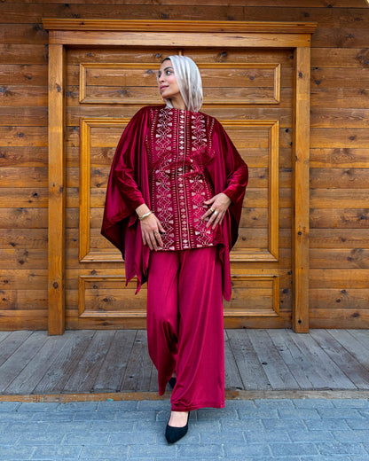 velvet embrodery set (burgandy)