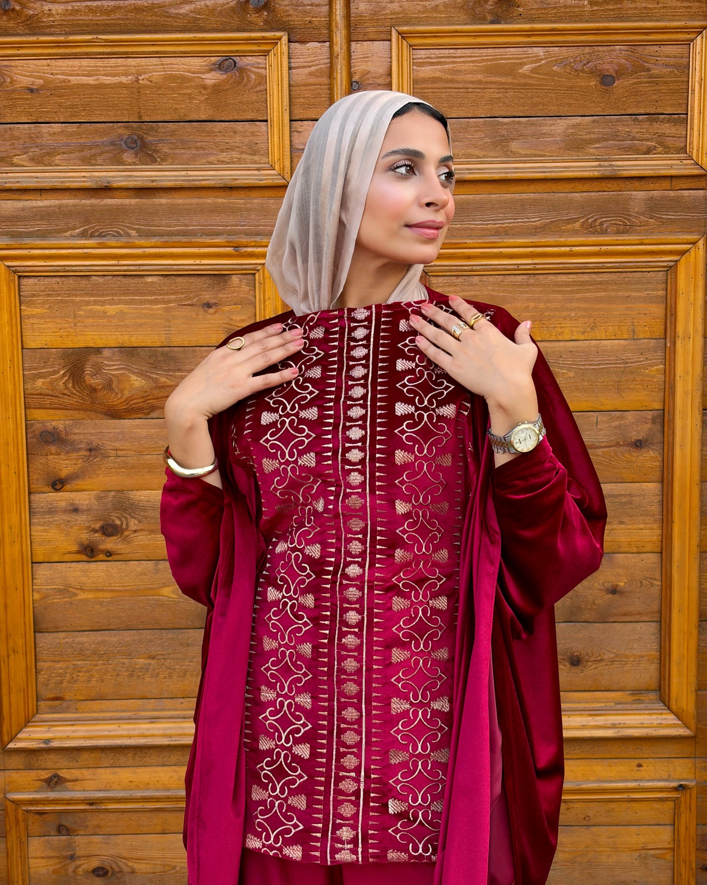 velvet embrodery set (burgandy)
