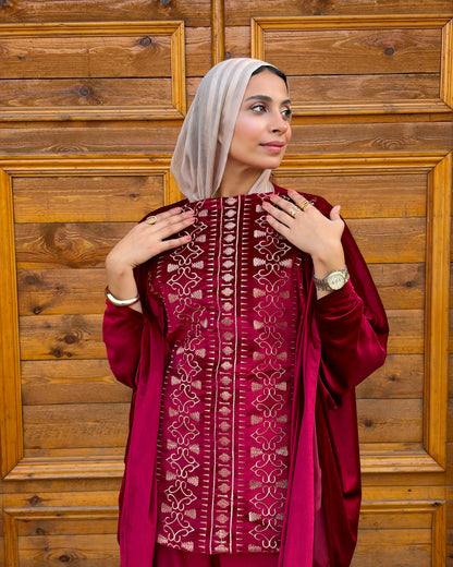 velvet embrodery set (burgandy)