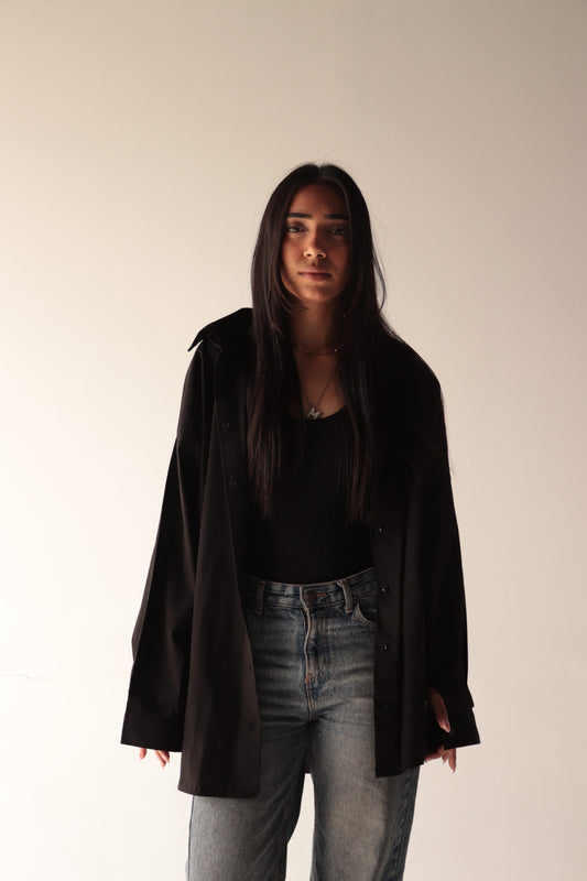 black oversize shirt