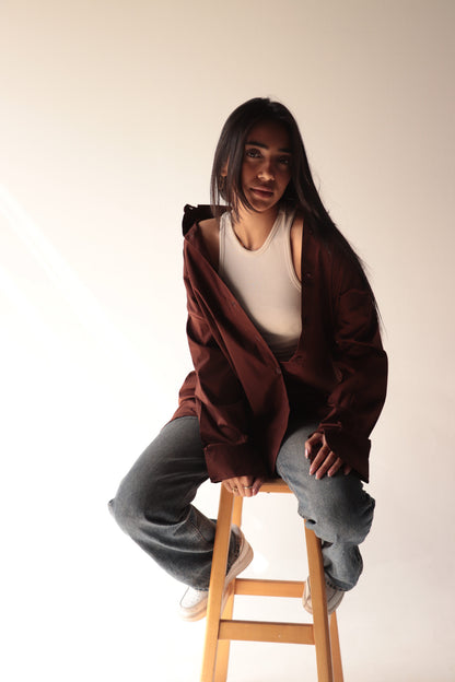 brown over size shirt