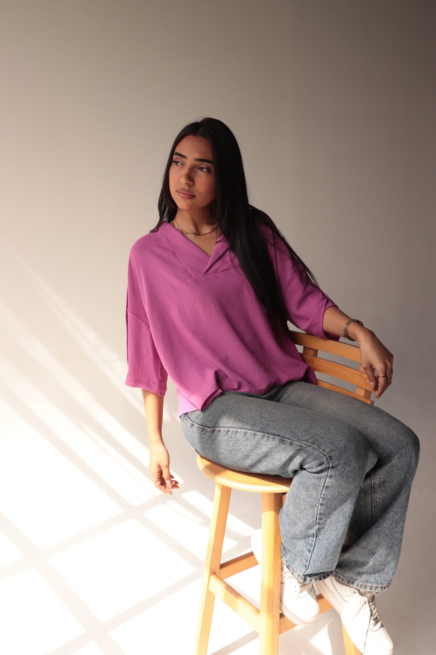 Croped purple crepe blouse