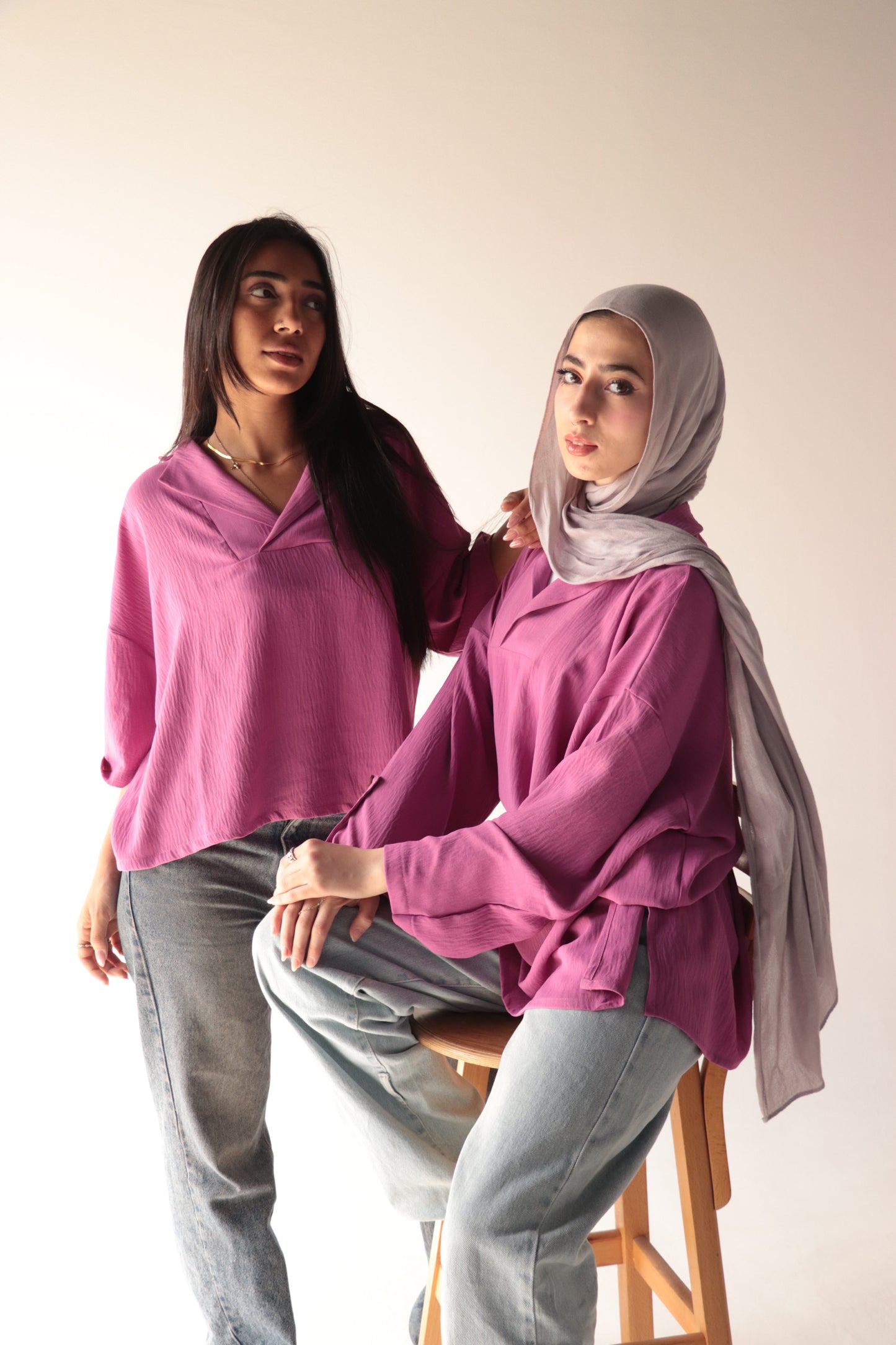 Croped purple crepe blouse