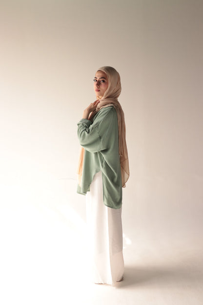 green-pastel crepe blouse