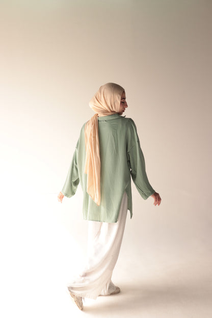 green-pastel crepe blouse