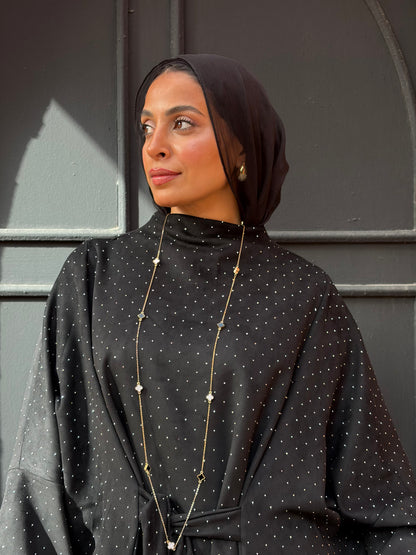 suede studs abaya (black)