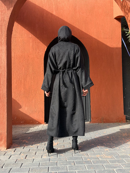 suede studs abaya (black)
