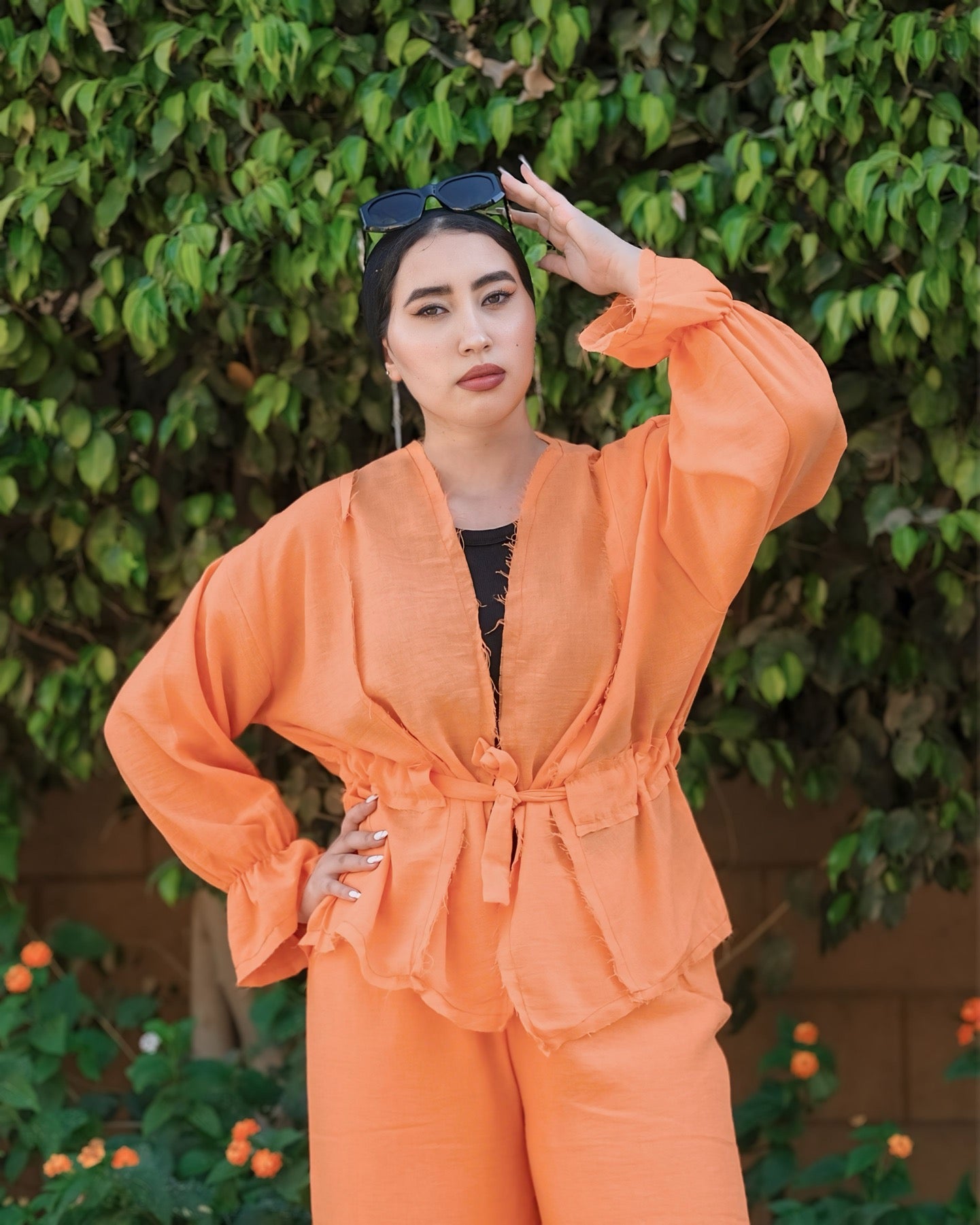 orange  linen set
