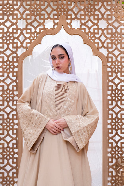 linen embrodiery abaya