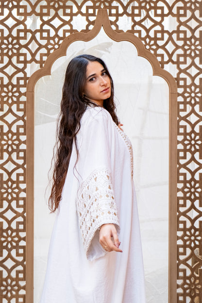 linen embrodiery abaya